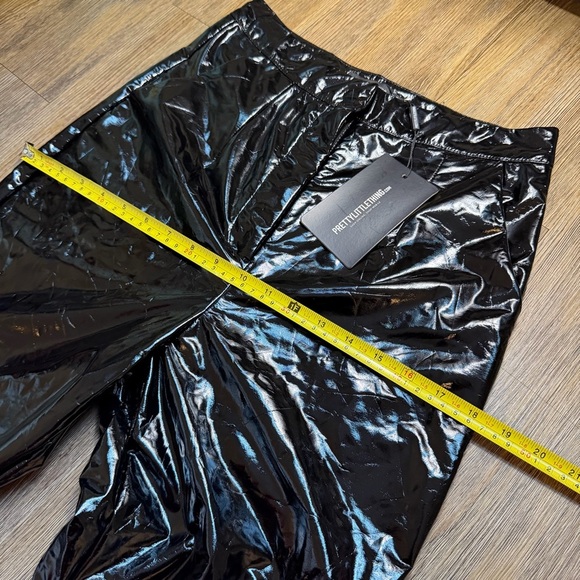 PrettyLittleThing Shiny Black Vinyl Faux Leather Faux Latex Sexy Pants NWT - Picture 7 of 12